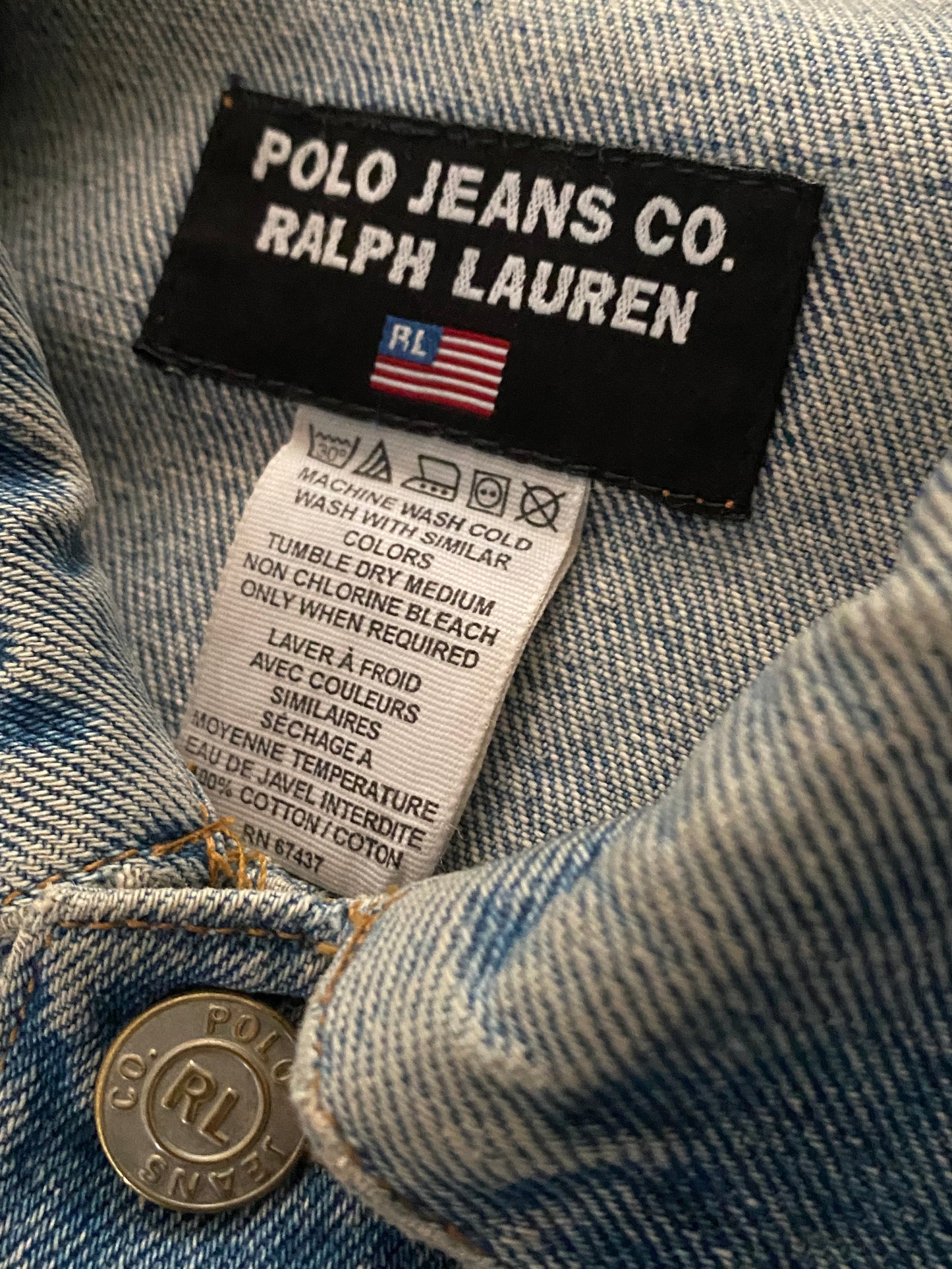 90’s Polo Ralph Lauren USA flag denim jacket